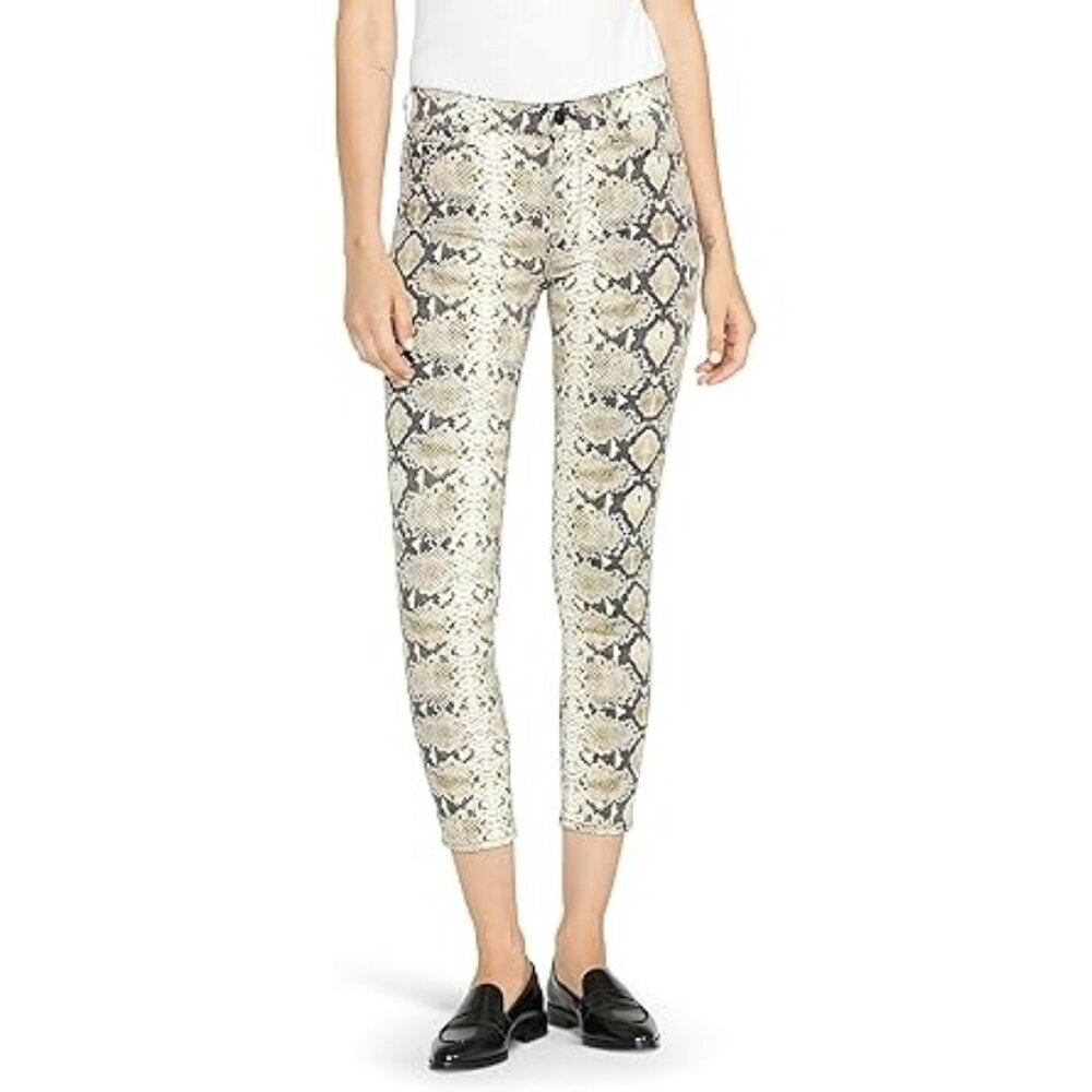 HUDSON Womens Barbara Super Skinny Ankle Jeans High Rise Snake Print Tan Size 24